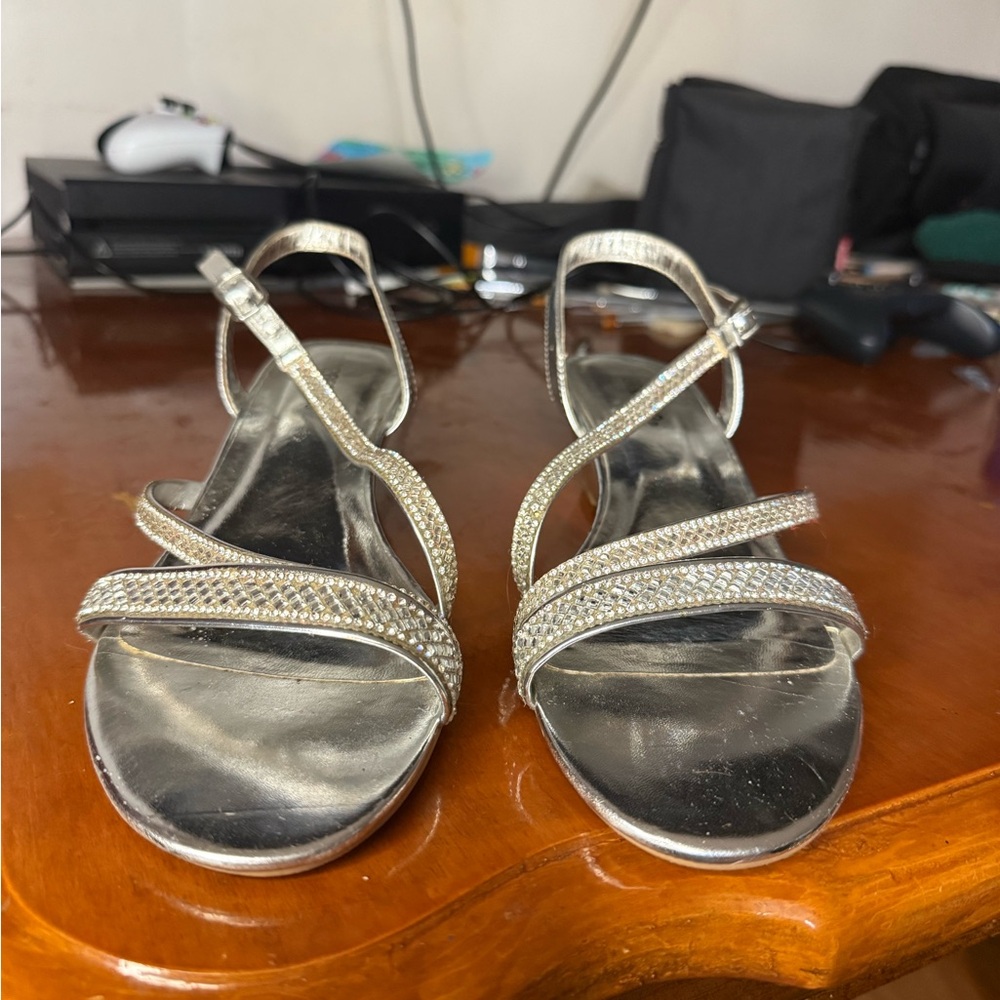 Elegant Silver Strappy Sandals